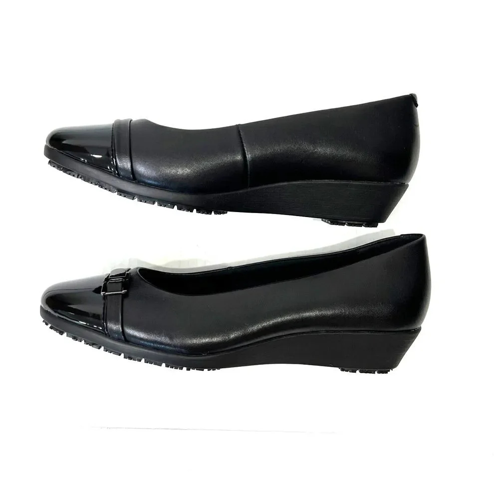 SR Max Isabela Womens Black Wedge Style Soft Toe Slip Resistant Work Shoe Size 8